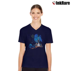 Women’s Rick And Morty Star Wars Rick Wars Parody V-Neck Tee in navy | Chic Neckline, Soft Texture