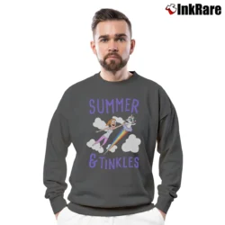 Men’s Rick And Morty Summer Tinkles Cute Character Crewneck Sweatshirt in charcoal | Cozy Fabric, Clean Style