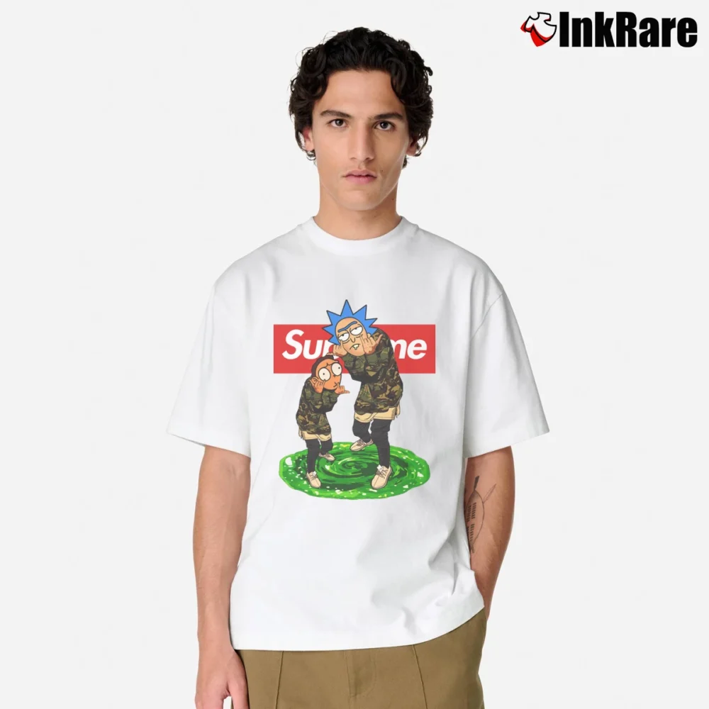 Men’s Rick And Morty Supreme Mashup Classic T-Shirt in white | Soft, Breathable Everyday Wear