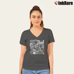 Women’s Rick And Morty Total Rickall Funny Cartoon V-Neck Tee in charcoal | Chic Neckline, Soft Texture