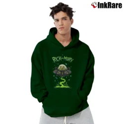 Men’s Rick and Morty UFO Pullover Hoodie in forest green | Cozy, Durable, Modern Fit