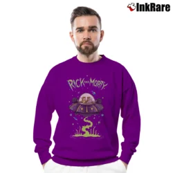 Men’s Rick and Morty UFO Crewneck Sweatshirt in purple | Cozy Fabric, Clean Style