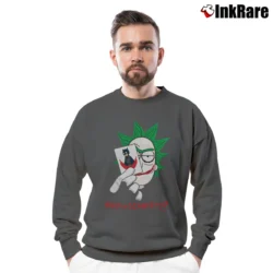 Men’s Rick And Morty Why So Schwifty Funny Crewneck Sweatshirt in charcoal | Cozy Fabric, Clean Style