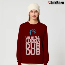 Women’s Rick And Morty Wubba Lubba Dub Dub Rick Sanchez Long-Sleeve Top in maroon | Sleek, Versatile, All-Season