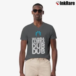 Men’s Rick And Morty Wubba Lubba Dub Dub Rick Sanchez V-Neck Tee in charcoal | Sharp, Breathable, Everyday Staple