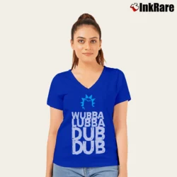 Women’s Rick And Morty Wubba Lubba Dub Dub Rick Sanchez V-Neck Tee in royal blue | Chic Neckline, Soft Texture