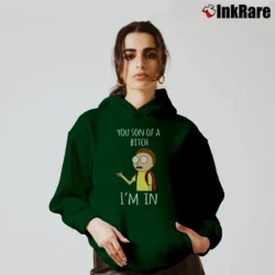 Women’s Rick And Morty You Son Of A Btch I'm In Cartoon Mashup Cozy Hoodie in forest green | Warm, Structured, Stylish