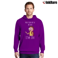 Men’s Rick And Morty You Son Of A Btch I'm In Cartoon Mashup Pullover Hoodie in purple | Cozy, Durable, Modern Fit
