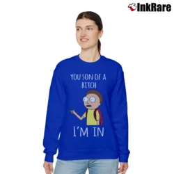 Women’s Rick And Morty You Son Of A Btch I'm In Cartoon Mashup Relaxed Sweatshirt in royal blue | Soft, Laid-Back Vibe