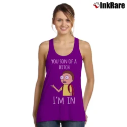 Women’s Rick And Morty You Son Of A Btch I'm In Cartoon Mashup Tank Top in purple | Lightweight, Movement-Friendly