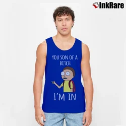Men’s Rick And Morty You Son Of A Btch I'm In Cartoon Mashup Tank Top in royal blue | Breathable, Active-Friendly Design