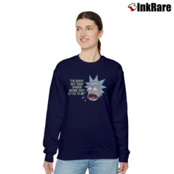 Women’s Rick And Morty Your Opinion Means Very Little Meme Relaxed Sweatshirt in navy | Soft, Laid-Back Vibe