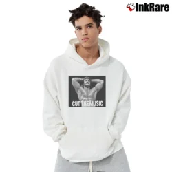 Men’s rick rude cut the music for Classic Wrestling Fans Pullover Hoodie in white | Cozy, Durable, Modern Fit