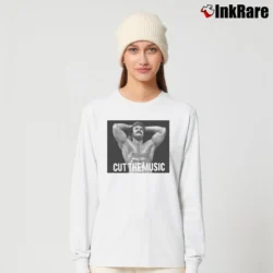 Women’s rick rude cut the music for Classic Wrestling Fans Long-Sleeve Top in white | Sleek, Versatile, All-Season