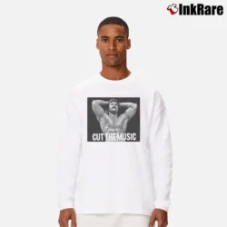 Men’s rick rude cut the music for Classic Wrestling Fans Long-Sleeve Shirt in white | Sleek, Lightweight, Year-Round Wear