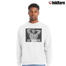 Men’s rick rude cut the music for Classic Wrestling Fans Crewneck Sweatshirt in white | Cozy Fabric, Clean Style