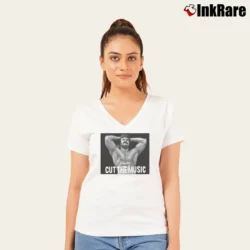 Women’s rick rude cut the music for Classic Wrestling Fans V-Neck Tee in white | Chic Neckline, Soft Texture