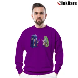 Men’s Rick Vs Doctor Rick And Morty Funny Graphic Crewneck Sweatshirt in purple | Cozy Fabric, Clean Style