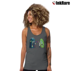 Women’s Rick Vs Doctor Rick And Morty Funny Graphic Tank Top in charcoal | Lightweight, Movement-Friendly