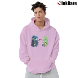 Men’s Rick Vs Doctor Who Rick And Morty Crossover Pullover Hoodie in light pink | Cozy, Durable, Modern Fit
