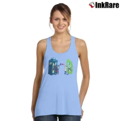 Women’s Rick Vs Doctor Who Rick And Morty Crossover Tank Top in light blue | Lightweight, Movement-Friendly