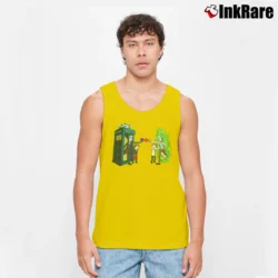 Men’s Rick Vs Doctor Who Rick And Morty Crossover Tank Top in yellow | Breathable, Active-Friendly Design
