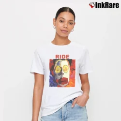 Women’s Ride Going Blank Again 1992 Shoegaze Band Signature T-Shirt in white | Soft, Flattering Fit