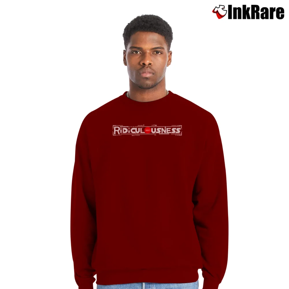 Men’s Ridiculousness TV Series Crewneck Sweatshirt in maroon | Cozy Fabric, Clean Style