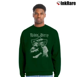 Men’s Riding Dirty Retro Style Crewneck Sweatshirt in forest green | Cozy Fabric, Clean Style