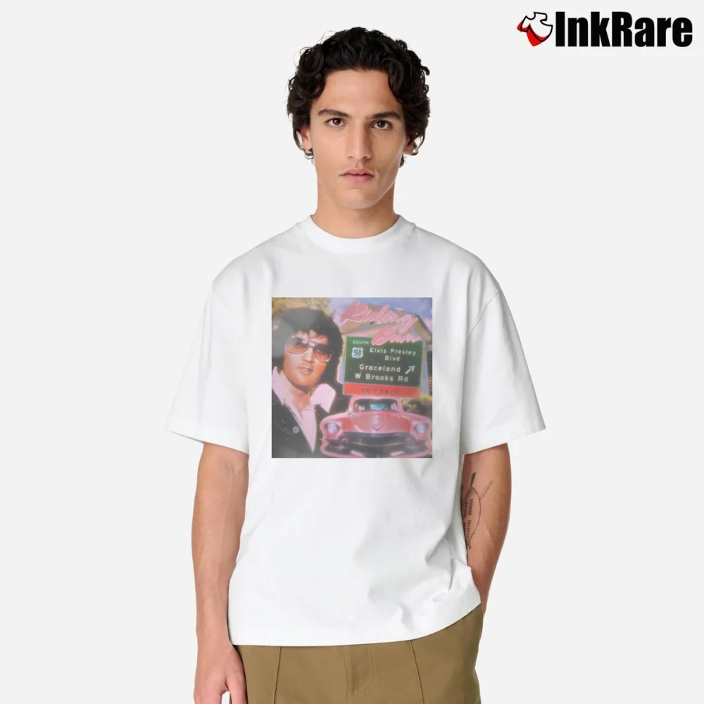 Men’s riding down elvis presley king of rock and roll Classic T-Shirt in white | Soft, Breathable Everyday Wear