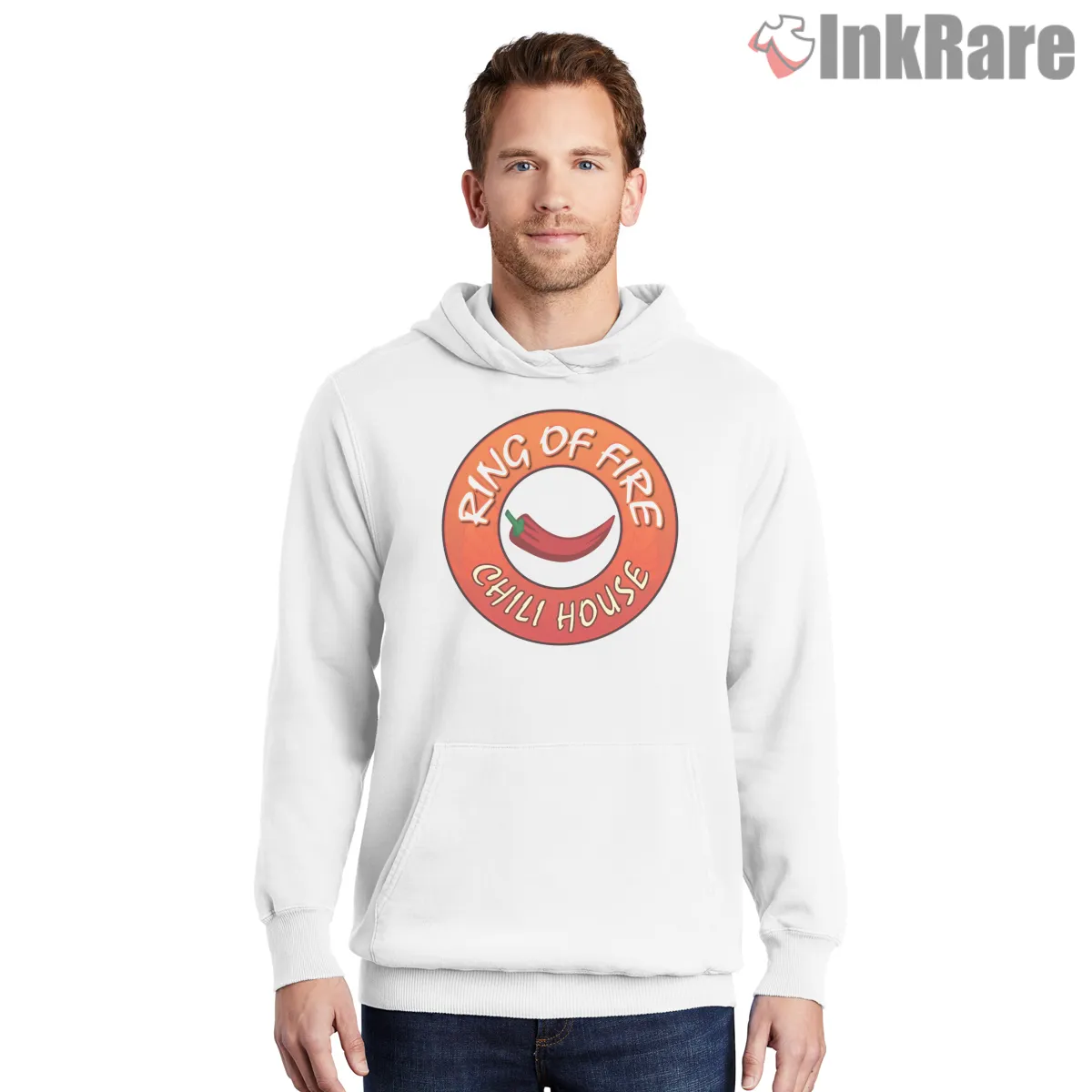 Ring Of Fire Chili House Retro Logo Gta Restaurant Shirt on white hoodie for men graphic tee