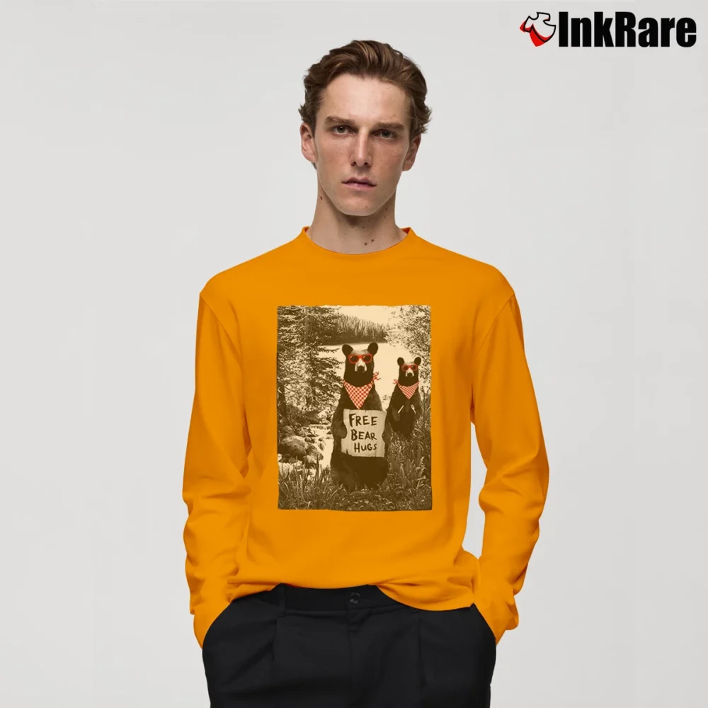 Men’s Riot Society Bear Hugs Long-Sleeve Shirt in orange | Sleek, Lightweight, Year-Round Wear