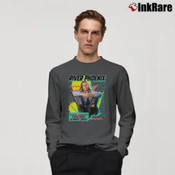 Men’s River Phoenix Teen Beat Long-Sleeve Shirt in charcoal | Sleek, Lightweight, Year-Round Wear