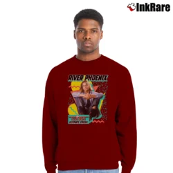 Men’s River Phoenix Teen Beat Crewneck Sweatshirt in maroon | Cozy Fabric, Clean Style