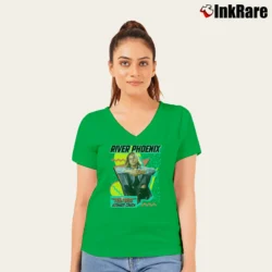 Women’s River Phoenix Teen Beat V-Neck Tee in irish green | Chic Neckline, Soft Texture