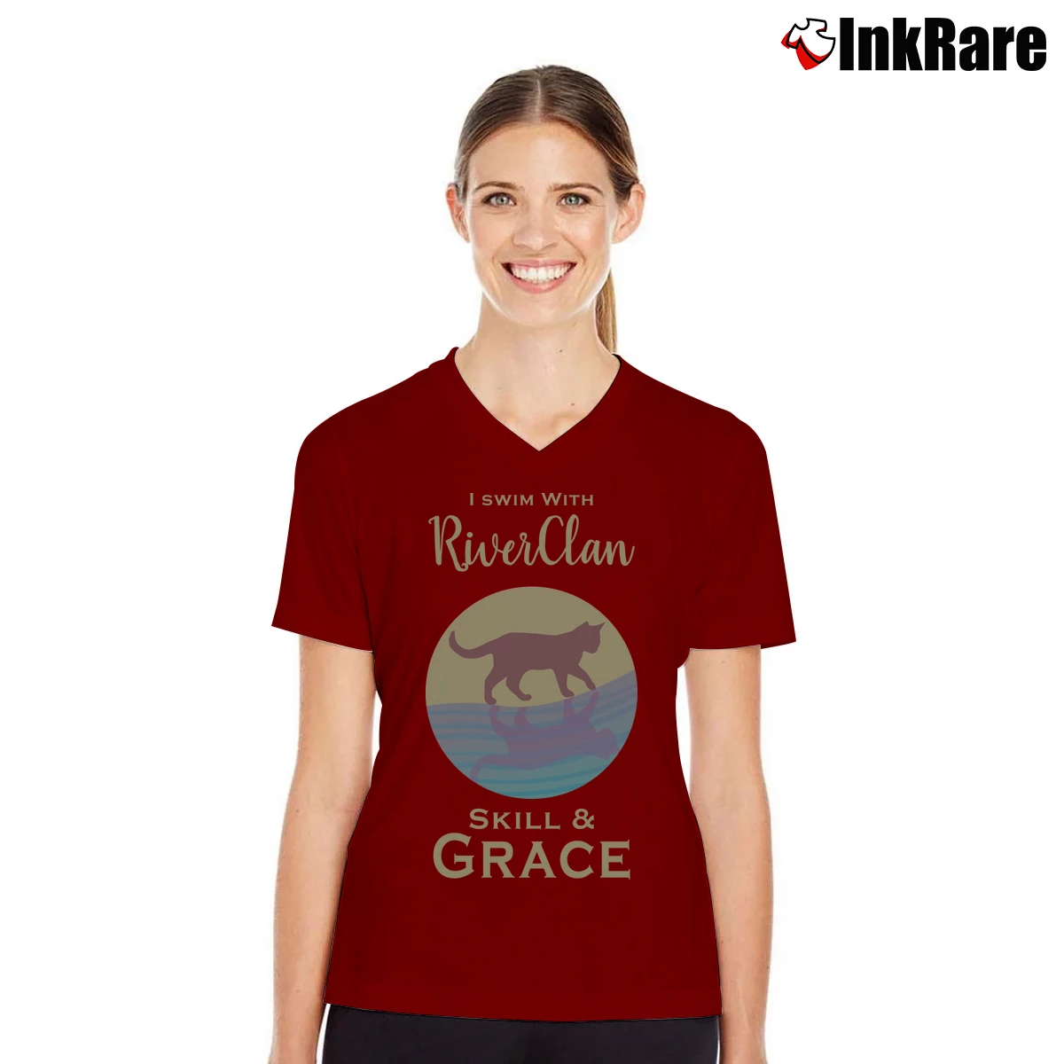 Women’s Riverclan Pride 27 V-Neck Tee in maroon | Chic Neckline, Soft Texture