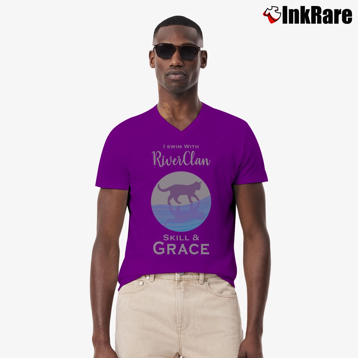 Men’s Riverclan Pride 27 V-Neck Tee in purple | Sharp, Breathable, Everyday Staple