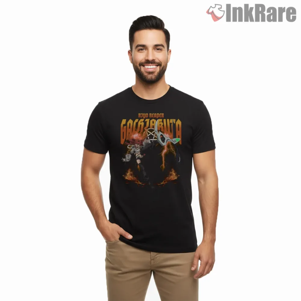 Riyo Reaper Lightning Strike Action Anime Shirt on black short sleeve shirt for men graphic tee