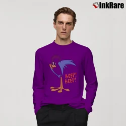 Men’s Roadrunner Beep Beep Looney Tunes Cartoon Long-Sleeve Shirt in purple | Sleek, Lightweight, Year-Round Wear