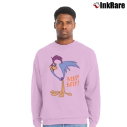 Men’s Roadrunner Beep Beep Looney Tunes Cartoon Crewneck Sweatshirt in light pink | Cozy Fabric, Clean Style