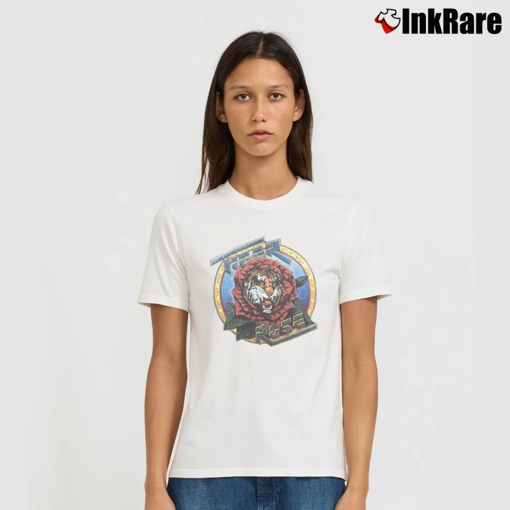 Women’s Robert Hunter 1975 Tiger Rose Grateful Dead Signature T-Shirt in white | Soft, Flattering Fit