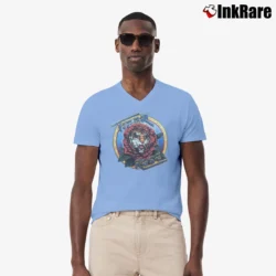 Men’s Robert Hunter 1975 Tiger Rose Grateful Dead V-Neck Tee in light blue | Sharp, Breathable, Everyday Staple