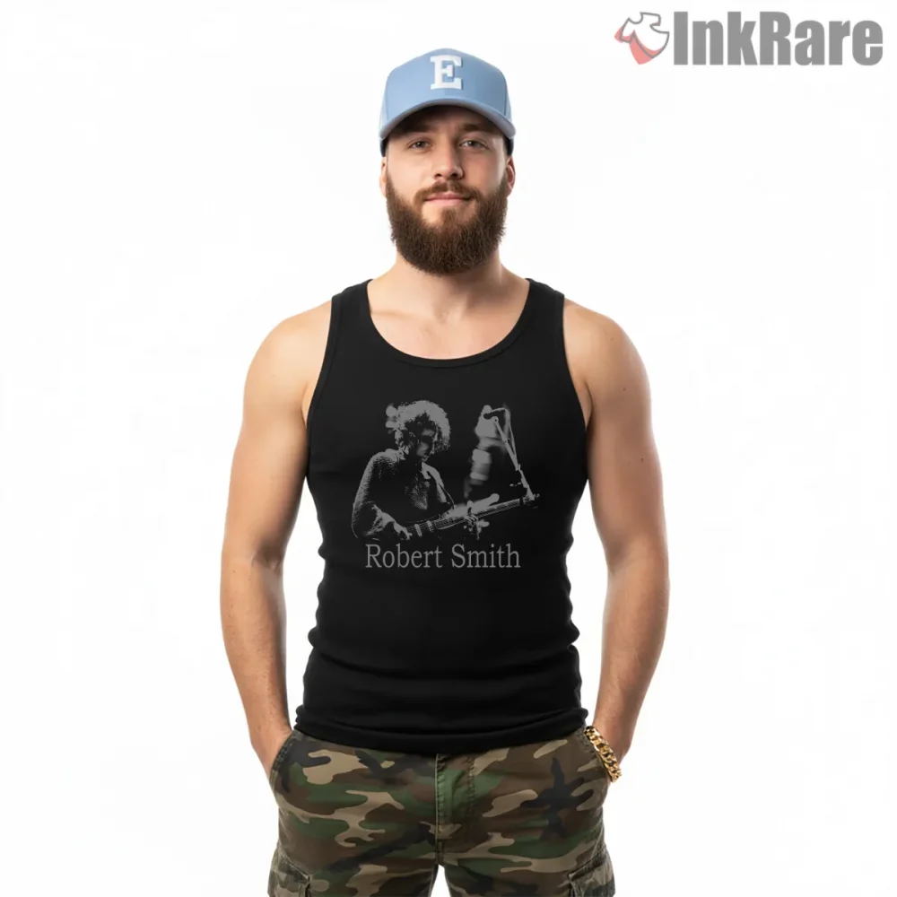 Robert Smith The Cure Dark Stage Shirt on black tank top for men graphic tee