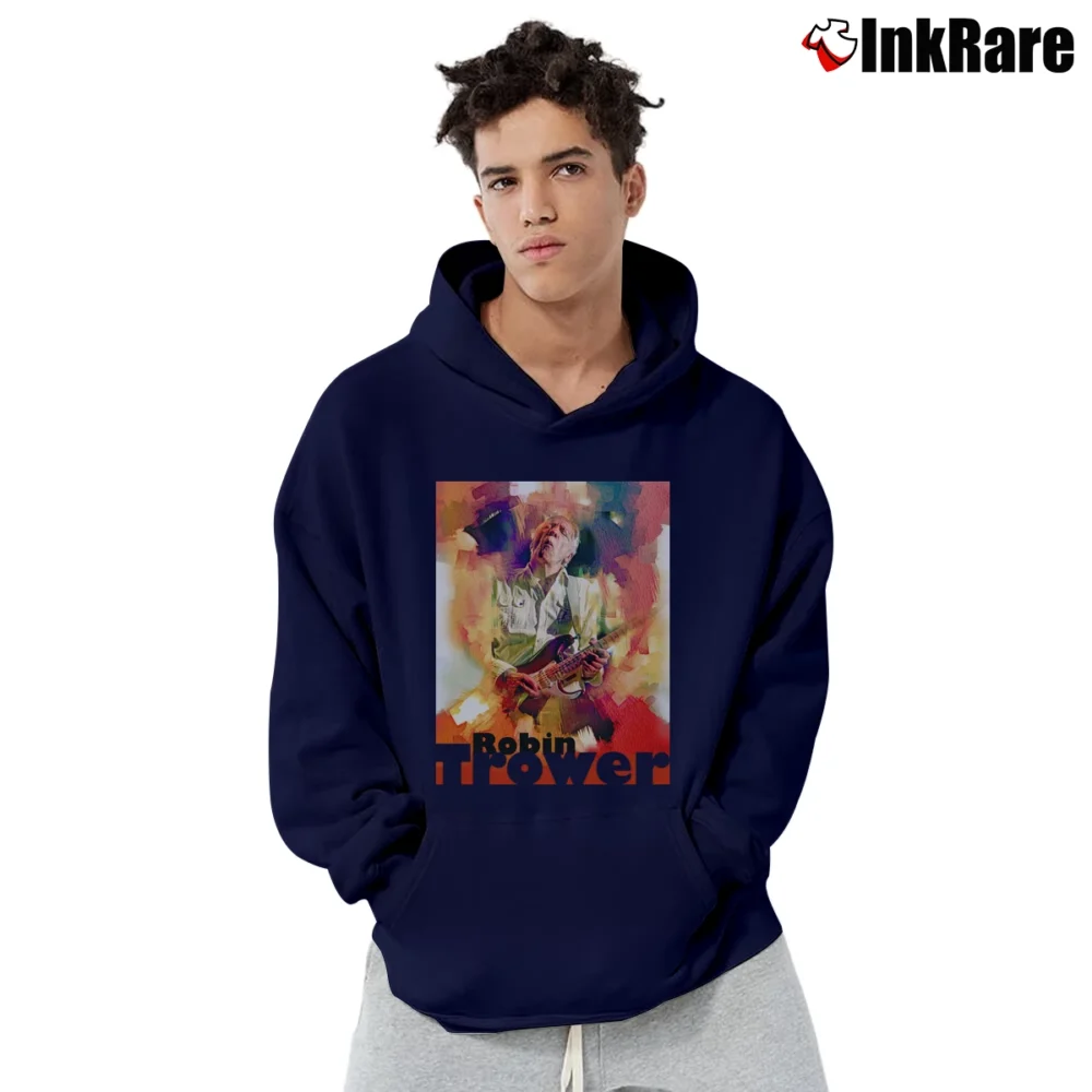 Men’s robin trower guitar maestro blues rock icon Pullover Hoodie in navy | Cozy, Durable, Modern Fit