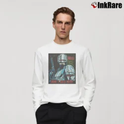 Men’s Robocop Retro Movie Magic Long-Sleeve Shirt in white | Sleek, Lightweight, Year-Round Wear