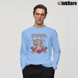 Men’s Rock N Roll Tiger Graphic Long-Sleeve Shirt in light blue | Sleek, Lightweight, Year-Round Wear