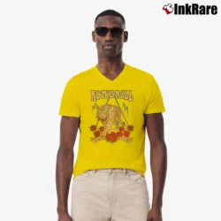 Men’s Rock N Roll Tiger Graphic V-Neck Tee in yellow | Sharp, Breathable, Everyday Staple