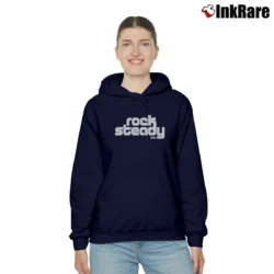 Women’s Rock Steady Retro Graphic Cozy Hoodie in navy | Warm, Structured, Stylish