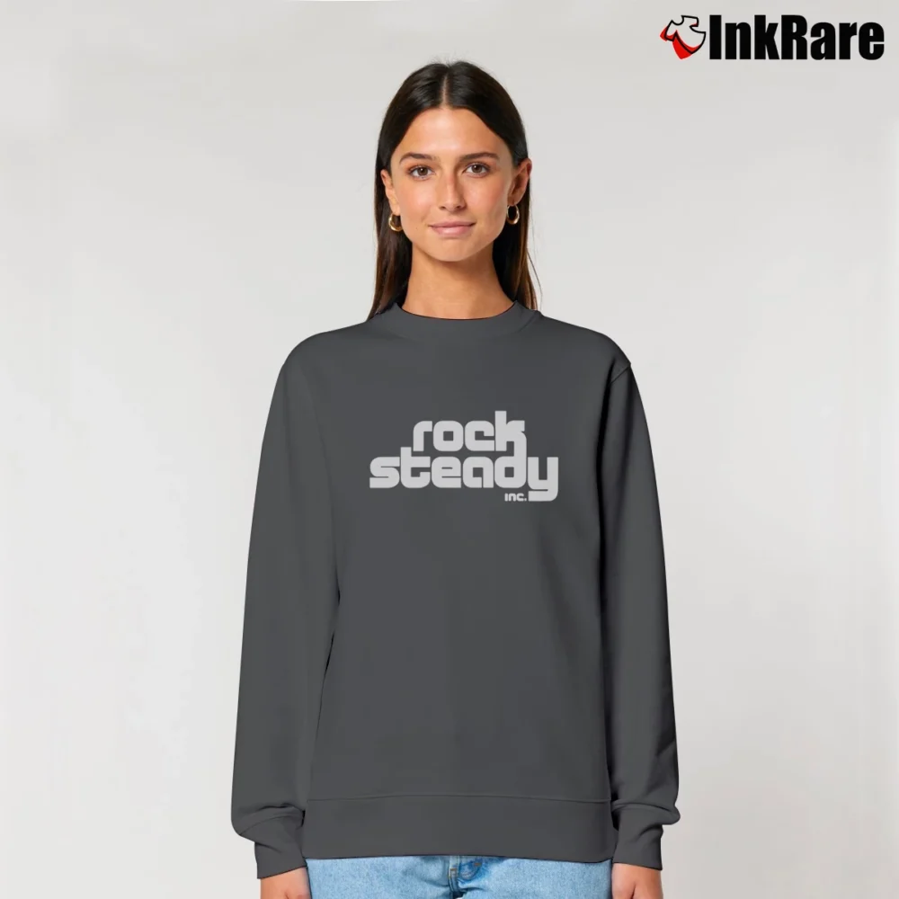 Women’s Rock Steady Retro Graphic Relaxed Sweatshirt in charcoal | Soft, Laid-Back Vibe
