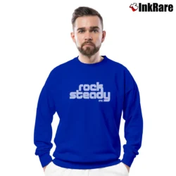 Men’s Rock Steady Retro Graphic Crewneck Sweatshirt in royal blue | Cozy Fabric, Clean Style